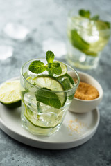 Classic refreshing Mojito cocktail with lime and mint