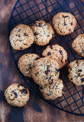 Homemade freshly baked oatmeal and fruits cookies