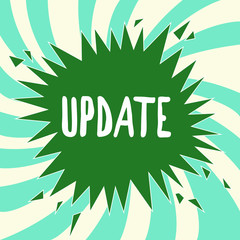 Writing note showing Update. Business photo showcasing Up to date Make something more modern or updated newer version.
