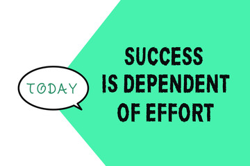 Word writing text Success Is Dependent Of Effort. Business concept for Make effort to Succeed Stay Persistent.