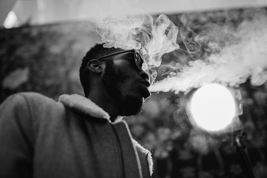 Black man smoking