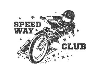 Motocross Vector Illustration. Speedway club logo - obrazy, fototapety, plakaty