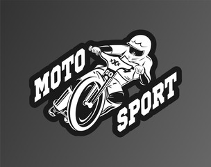 Moto sport logo. A man riding a motorcycle vector illustration
