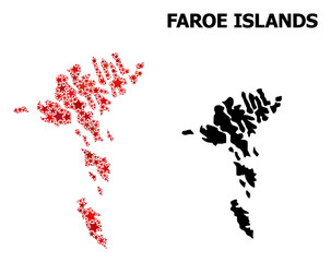 Red Starred Pattern Map of Faroe Islands