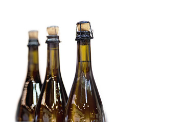 Glass champagne bottles with stoppers
