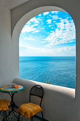 View from the hotel on amalfi coast - obrazy, fototapety, plakaty