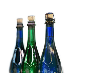 Glass champagne bottles with stoppers