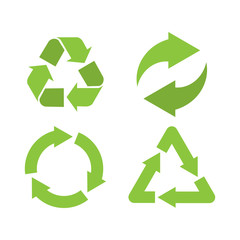 Obraz premium Green recycle icon, vector illustration