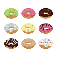 Set of colorful tasty donuts, vector illustration