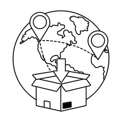 box with globe in black and white