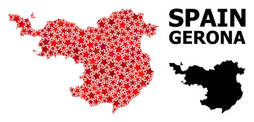 Red Starred Pattern Map of Gerona Province