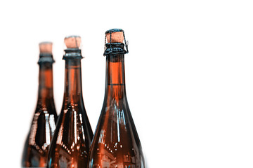 Glass champagne bottles with stoppers