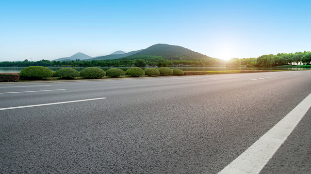 Road Pavement and Natural Landscape of Landscape..