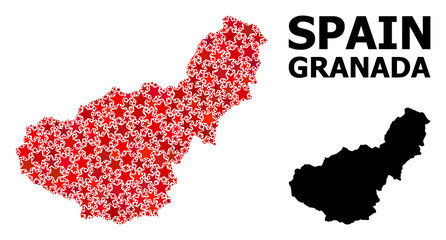 Obraz premium Red Starred Pattern Map of Granada Province