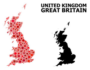 Obraz premium Red Star Mosaic Map of Great Britain