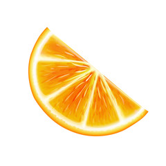 Slice of bright orange on a white background. Vector illustration.