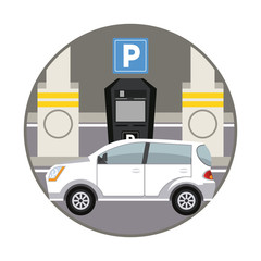 Fototapeta premium Car parking zone round icon