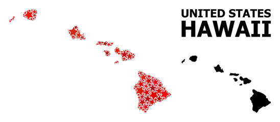 Red Star Pattern Map of Hawaii State