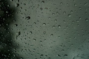 blur backgruond,Rain water on the car glass.