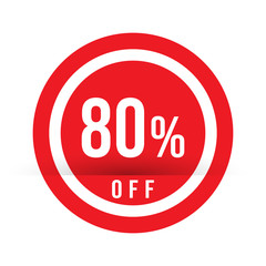 80 percent off - red sale stamp - special offer sign. Vector illustration