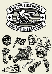 biker icon set