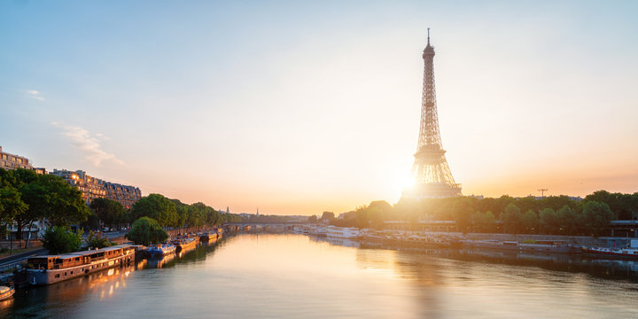 scenic view of the Eiffel Tower during sunrise