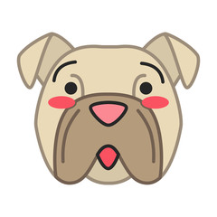 Bulldog cute kawaii vector character