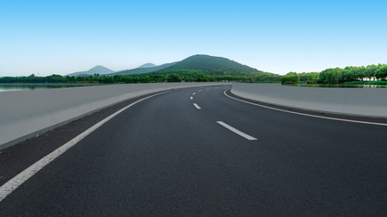 Road Pavement and Natural Landscape of Landscape..