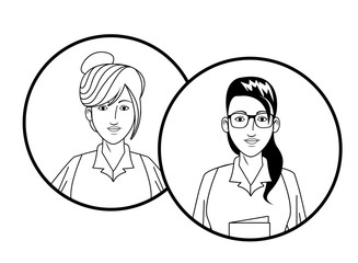 Obraz na płótnie Canvas businesswomen avatar profile picture in round icons black and white