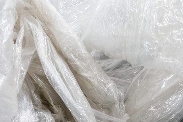 Closeup of Plastic Foil Wrinkels Used in Heat Shrinking Process Raw Material Detail Pattern Texture