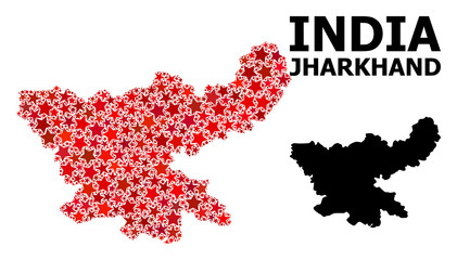 Obraz premium Red Star Pattern Map of Jharkhand State