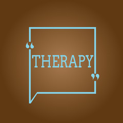 Conceptual hand writing showing Therapy. Business photo showcasing Treatment intended to relieve or heal a disorder Healthcare.