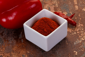 Paprika powder in the bowl