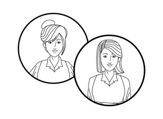 businesswomen avatar profile picture in round icons black and white