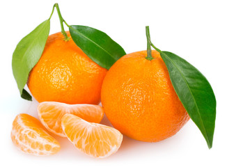 Fresh mandarin on white background