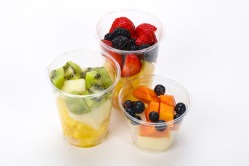 Sliced fruit mix in the box