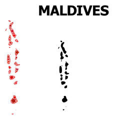 Red Starred Mosaic Map of Maldives