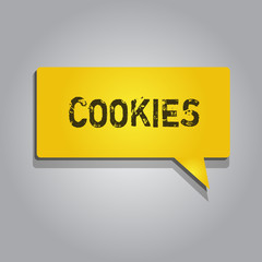 Conceptual hand writing showing Cookies. Business photo showcasing Sweet biscuit Dessert Delicious food Snack Small raised cake.