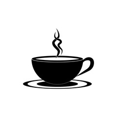 Cup of coffee icon. Vector black cup for cafe or restaurant. Logo. Tea cup icon flat.