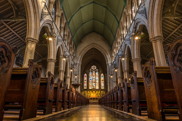 Fototapeta na wymiar The interior of St Mary Abbot's church on Kensington High Street.