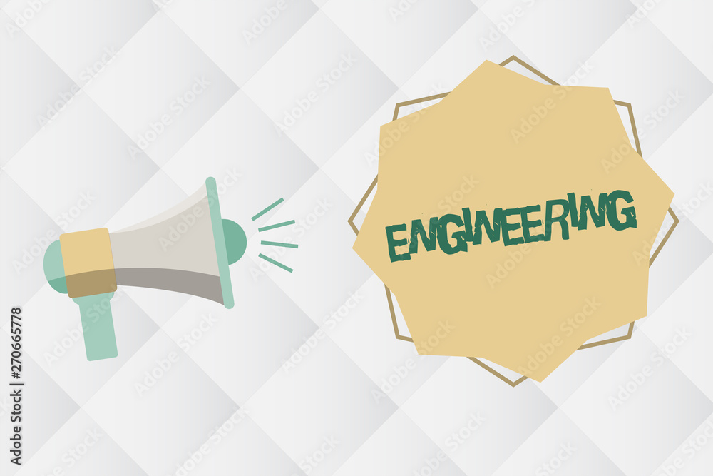 Poster handwriting text engineering. concept meaning science concerned with design building use of engines 