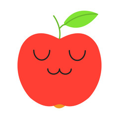 Apple cute kawaii flat design long shadow character
