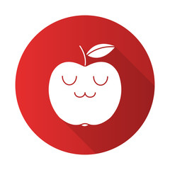 Apple cute kawaii flat design long shadow glyph character