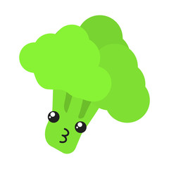 Broccoli cute kawaii flat design long shadow character
