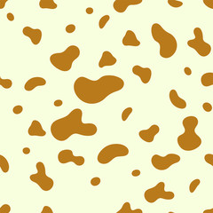Fototapeta na wymiar Seamless minimalism pattern with cow spots .Animal print - brown cow spots on the white background .