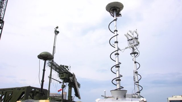 Radio-electronic warfare for exposure to radio emission on radio-electronic means of control systems at the exhibition of military equipment and weapons. For communication and reconnaissance of the