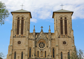 Fototapeta na wymiar Front of San Fernando Cathedral - San Antonio, Texas