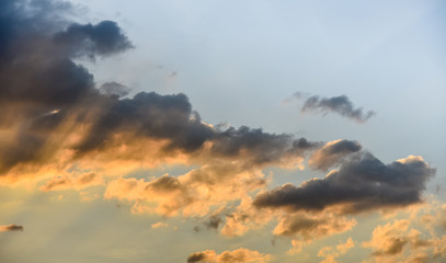 Clouds with sunset light effect