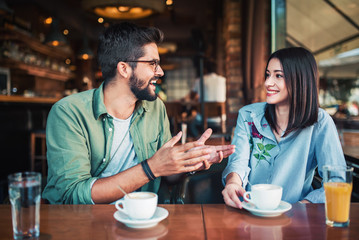 Romantic couple in the cafe. Dating, love, relationships