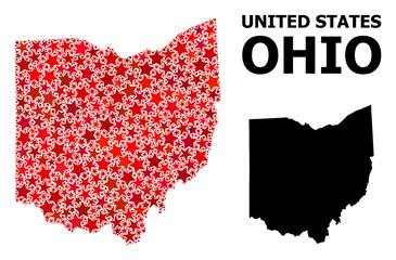 Red Starred Pattern Map of Ohio State
